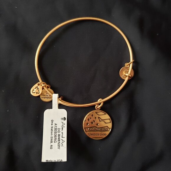 ☮️  NWT Alex and Ani One Nation Under God Gold Charm Bangle Self Love Energy… - Picture 1 of 3
